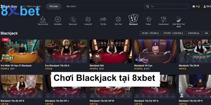 Hướng dẫn chơi Blackjack tại 8xbet